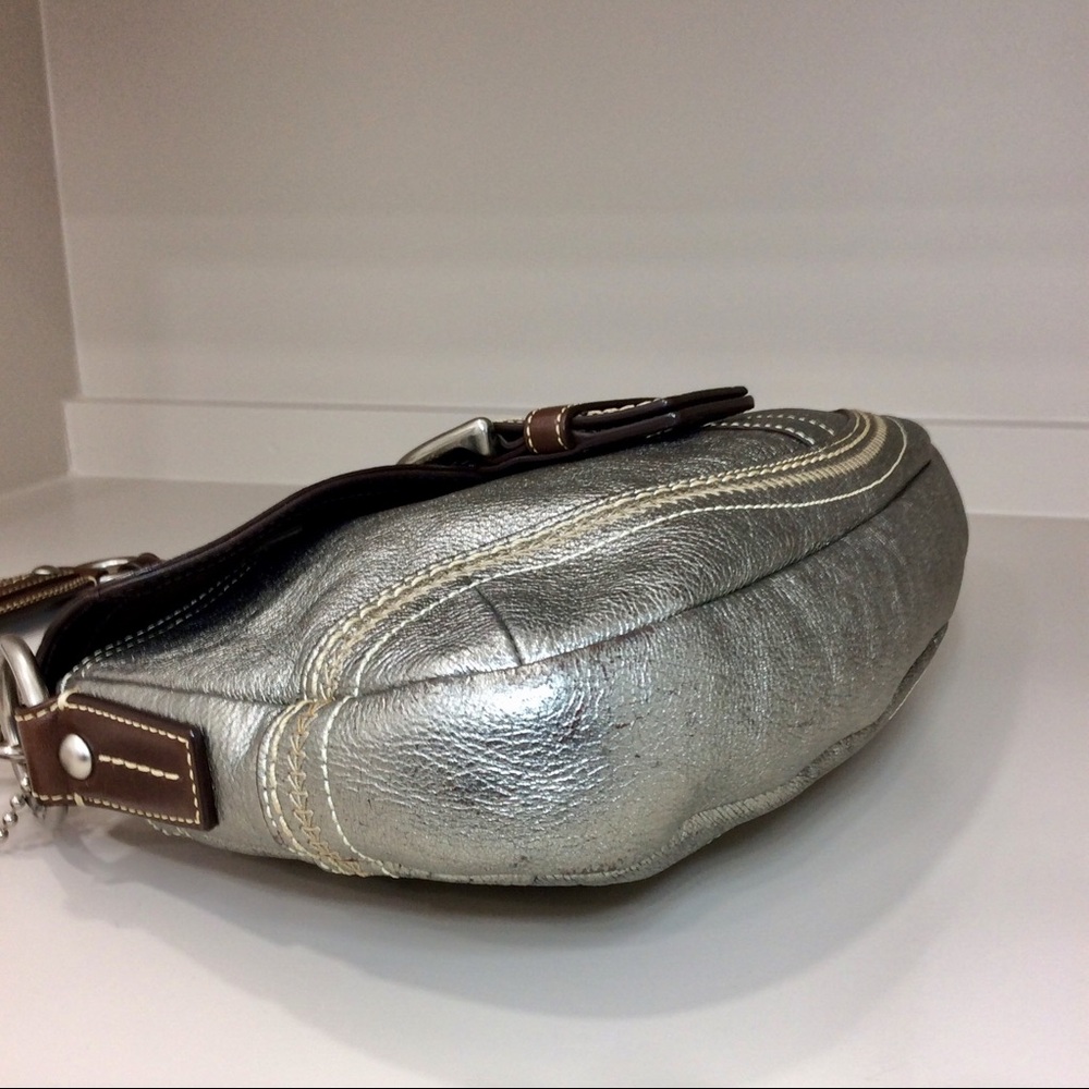 Rare Coach Soho Metallic Goat Leather Y2K Buckle Flap Shoulder Bag - Picture 10 of 17